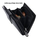 Basic Damen Geldbörse Leder schwarz mit umlaufendem Reißverschluss