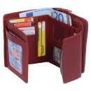Kleine rote Damenbörse aus Leder – Portemonnaie mit Reißverschluss-Kleingeldfach