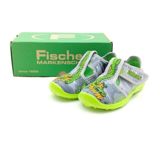 Fischer Jungen Kletthausschuh Drachen grau grün