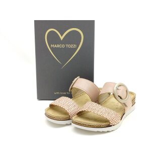 Marco Tozzi Damen Klett Pantolette mit goldener Zierschnalle rose