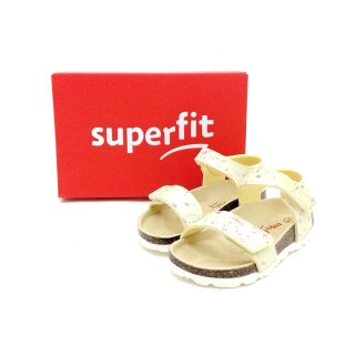 Superfit Mädchen Klett Sandale gelb mit bunten Sprengeln und Fussbett