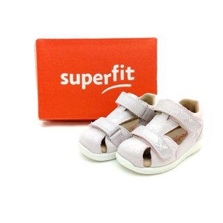 Superfit Mädchen Klett Sandale Zehen geschlossen rosa Glitzer Blumenstickerei