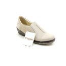 Suave Damen Leder Slipper mit Gummizug kleiner Keil Wechselfußbett beige
