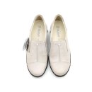 Suave Damen Leder Slipper mit Gummizug kleiner Keil Wechselfußbett beige
