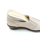 Suave Damen Leder Slipper mit Gummizug kleiner Keil Wechselfußbett beige