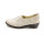 Suave Damen Leder Slipper mit Gummizug kleiner Keil Wechselfußbett beige