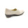 Suave Damen Leder Slipper mit Gummizug kleiner Keil Wechselfußbett beige