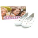 Scandi Damen Ballerina kleiner Keil weiß