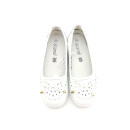 Scandi Damen Ballerina kleiner Keil weiß