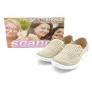 scandi Damen Slipper mit Lochmuster beige weiße...
