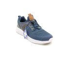 Lico Herren Slipper mit Zierschnürung Stretch blau braun kombiniert