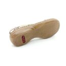Rieker Damen Schlüpf Sandale mit Stretchriemen beige Blattmuster gestickt