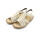 Rieker Damen Schlüpf Sandale mit Stretchriemen beige Blattmuster gestickt