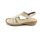 Rieker Damen Schlüpf Sandale mit Stretchriemen beige Blattmuster gestickt