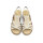 Rieker Damen Schlüpf Sandale mit Stretchriemen beige Blattmuster gestickt