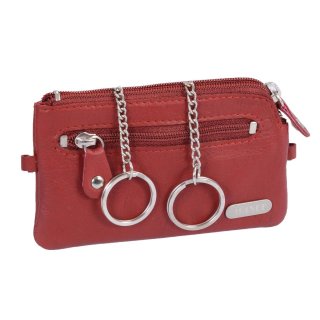 Avanco Lederschlüsseltasche mit 2 Ringen, rot