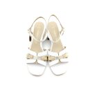 Marco Tozzi Damen Riemchen Sandalette mit 6 cm Blockabsatz  weiß gold