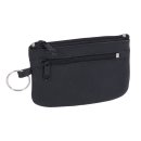 flache Lederschlüsseltasche mit zusätzlichem Schlüsselring außen, schwarz