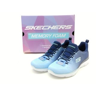 Skechers Damen Sneaker mit Stretch Zierschnürung Memory Innensohle blau