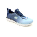 Skechers Damen Sneaker mit Stretch Zierschnürung Memory Innensohle blau