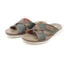 Rieker Herren Kreuz-Pantolette ohne Verschluss in  olive mit braun