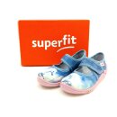 Superfit Kinder Klett Hausschuh Einhorn Glitzer blau rosa