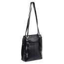 Handtasche-Rucksack-Kombination Leder, schwarz, 2 Henkel Shopper