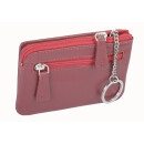 Echt Leder Schlüsseltasche rot mit 2 Ringen