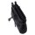 längliche schwarze Lederabendtasche, Clutch mit Zierknoten