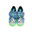 Fischer Jungen Klett-Hausschuh blau-grün mit Fußball