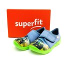 superfit Jungen Klett-Hausschuh blau-grün, Traktor