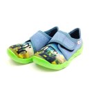 superfit Jungen Klett-Hausschuh blau-grün, Traktor