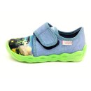 superfit Jungen Klett-Hausschuh blau-grün, Traktor