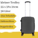kleiner Handgepäck Hartschalentrolley grau schwarz