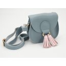Blaue Mädchentasche mit lila Bommel –...