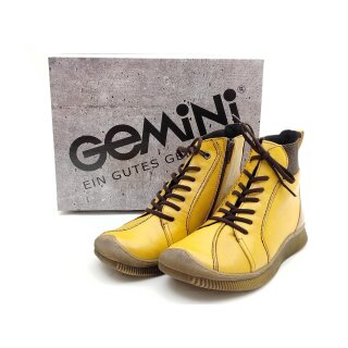 Gemini Damen Schnürstiefelette mit seitlichem Reißverschluss gelb