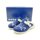 Fly Flot Damen warmer Hauspantoffel dunkelblau mit Stickerei