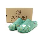 Confort Damen Hauspantoffel lose Einlage grün Blumen...