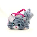 Kinder Plüschtasche Katze pink grau mit getigerter...