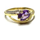 Ring 333/- Gelbgold Amethyst + Zirkonia Schmuckring...