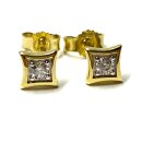 Ohrstecker 333 Gelbgold Gold bicolor eckig Zirkonia Ohrring