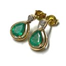 Ohrring 585/- Gold Smaragd tropfen facettiert 8x6mm +...