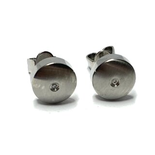 Ohrstecker TITAN glatt & Zirkonia Ohrring 8 mm matt