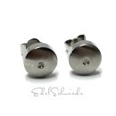 Ohrstecker TITAN glatt & Zirkonia Ohrring 8 mm matt