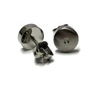 Ohrstecker TITAN glatt & Zirkonia Ohrring 8 mm matt