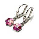 Ohrring 925 Silber rhodiniert Blüte rosa...