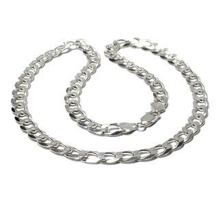 Kette 925/- Silber Panzerkette Glanz Kettenglieder 8mm Glanz poliert Klassiker 50cm