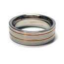 Ring Edelstahl + 585 Gold Rotgold Inlay Bandring...