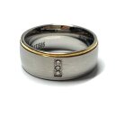 Ring Edelstahl + 585 Gold Gelbgold Inlay Brillanten...
