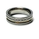Ring Edelstahl + 585 Gold Gelbgold Inlay Brillanten...
